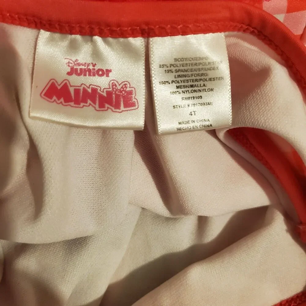 Disney Junior Minnie Mouse Tutu Swimsuit 4T - Hot Pink Gingham - 0401